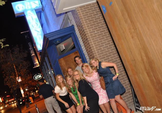 (L-R) Kathleen Berger, Stephanie Fontenot, Stewi Downer, Dawn Ousley, Coach David Meslar, Elizabeth Lauten, and Stacy Bergin were all rooting for Team Blonde last night!